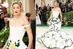 Gigi Hadid blossoms in Thom Browne and bob haircut at 2024 Met Gala