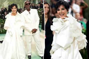 Kris Jenner matches with boyfriend Corey Gamble in monochromatic white on Met Gala 2024 red carpet