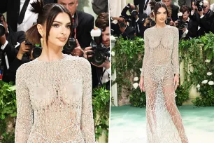 Emily Ratajkowski sparkles in semi-sheer and silver on the 2024 Met Gala red carpet