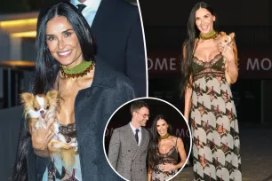 Demi Moore stuns in sheer dress at Gucci fashion show — with Pilaf the Chihuahua, of course