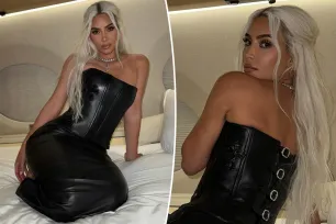 Kim Kardashian poses on private jet in multi-buckled leather corset: ‘Casual’