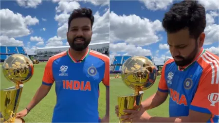 Looks quite heavy: Rohit Sharma’s tryst with the NBA trophy ahead of T20 World Cup warm-up match against Bangladesh