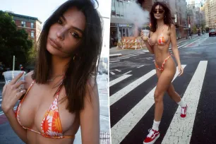 Emily Ratajkowski hits the streets of NYC in nothing but tiny Inamorata bikini