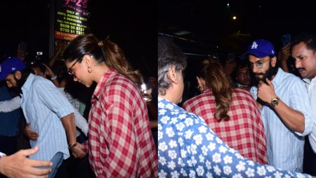 Ranveer Singh holds Deepika Padukone’s hand as they step out with family for south Indian dinner date. Watch