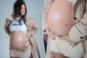 Kourtney Kardashian shows off her scar from emergency surgery during pregnancy photo shoot