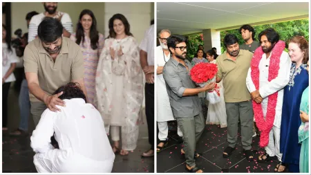 Pawan Kalyan tears up after receiving grand welcome at Chiranjeevi’s home after election victory, hugs Ram Charan. Watch