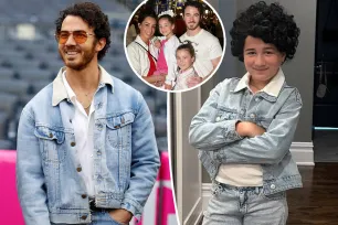 Kevin Jonas’ daughter dresses up as him in curly wig and double denim for ‘New Jersey Day’