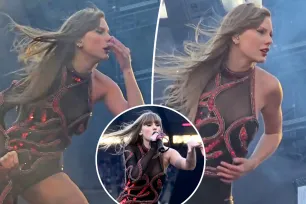 Taylor Swift seen wiping snot on her Eras Tour costume during Scottish concert that left her ‘frozen’