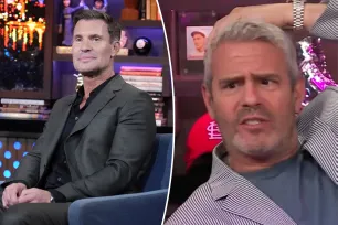 Outraged Andy Cohen scolds pal Jeff Lewis for whacking him on head during ‘WWHL’: ‘Too hard!’