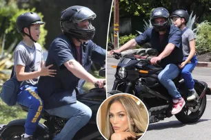 Ben Affleck takes son Samuel, 12, on a motorcycle ride as Jennifer Lopez vacations in Italy