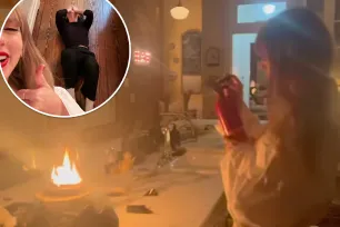 Taylor Swift jokes she’s ‘going to die’ while struggling to put out apartment fire with Gracie Abrams in new video