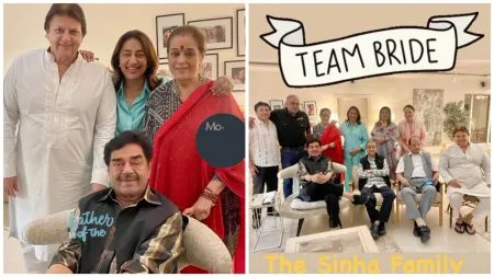 Shatrughan Sinha and Poonam Sinha beam with joy as they attend Sonakshi Sinha’s pre-wedding festivities. See photos