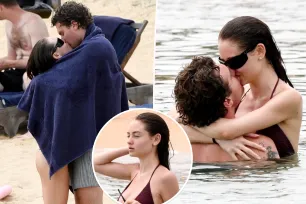 Leni Klum, 20, goes for a steamy dip with boyfriend Aris Rachevsky on vacation in Sardinia