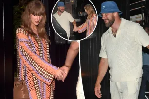 Taylor Swift and Travis Kelce coordinate in crochet outfits after his surprise onstage Eras Tour appearance