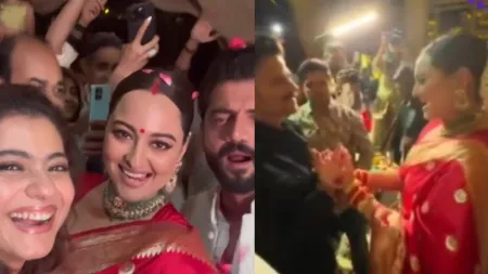 Newlyweds Sonakshi Sinha, Zaheer Iqbal’s first dance on ‘Afreen Afreen’ goes viral, match steps with Kajol and Anil Kapoor