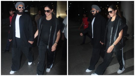 Mom-to-be Deepika Padukone holds Ranveer Singh’s hand as they return from their London babymoon. Watch