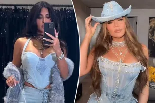 Khloé Kardashian matches Kim in ‘denim and diamonds’ looks for 40th birthday party