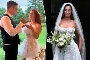 All the details of Eva Amurri’s controversial corset wedding dress and her feathered afterparty look