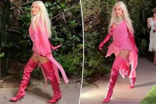 Christina Aguilera struts her stuff in head-to-toe hot pink at Dolce &amp; Gabbana Alta Moda event