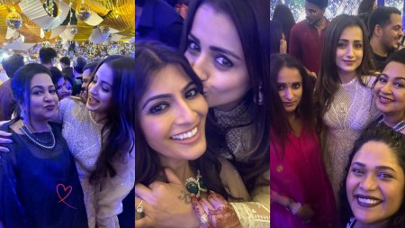 Trisha shares inside pictures from Varalaxmi Sarathkumar-Nicholai Sachdev’s sangeet. See here