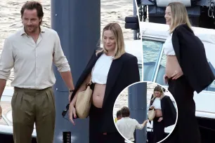 Pregnant Margot Robbie debuts baby bump in crop top on vacation with husband Tom Ackerley