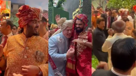 John Cena, Priyanka Chopra, Ranveer Singh, Rajinikanth dance as part of baraat at Anant Ambani and Radhika Merchant’s wedding