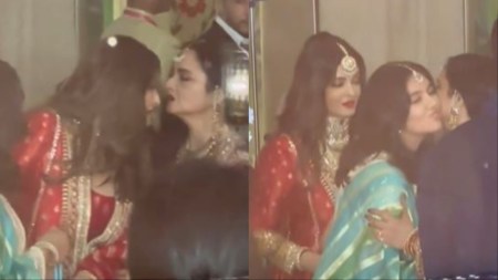 Aishwarya Rai hugs Rekha at Anant Ambani-Radhika Merchant wedding as veteran star blesses Aaradhya, skips posing with Bachchan family. Watch