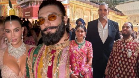 Unseen pictures from Anant Ambani-Radhika Merchant’s wedding: Ranveer Singh poses with Kim Kardashian, The Great Khali meets the bride and groom