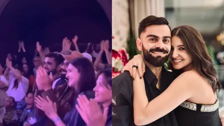 Anushka Sharma and Virat Kohli radiate joy at Krishna Das’ kirtan in London. Watch