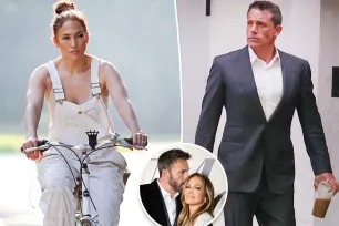 Jennifer Lopez wears wedding ring on Hamptons bike ride as she and Ben Affleck spend anniversary apart