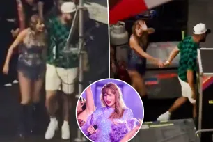 Travis Kelce can’t keep his hands off Taylor Swift leaving Germany Eras Tour show in PDA-packed videos