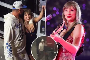 Travis Kelce keeps arm wrapped around Taylor Swift as they exit her Eras Tour show ahead of Chiefs training camp