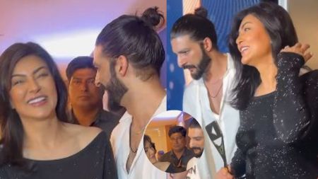 Sushmita Sen can’t take eyes off Rohman Shawl as he blushes, fans call them a ‘cute couple’. Watch