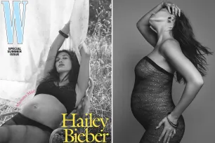 Pregnant Hailey Bieber shows off her baby bump in lingerie for W magazine cover