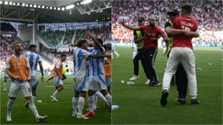 Olympics: Argentina scrape out last gasp draw against Morocco as fans invade pitch, throw objects at ARG players