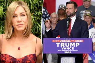 Jennifer Aniston slams VP candidate JD Vance for calling women without kids ‘childless cat ladies’