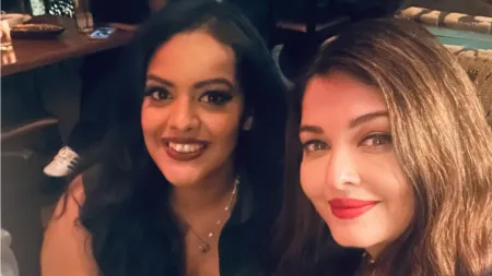 Aishwarya Rai holidays in USA sans Abhishek Bachchan, catches up with a fan. See pics