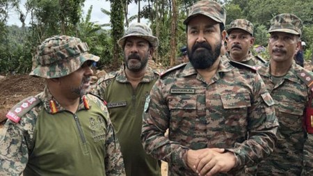 Mohanlal visits landslide hit Wayanad in Army uniform, donates Rs 3 crore for rehabilitation. Watch