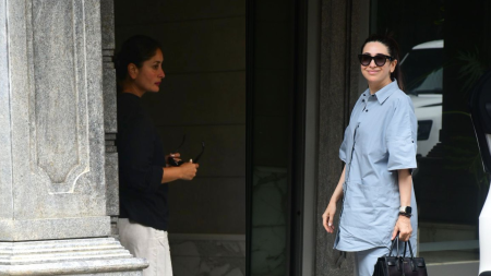 Kareena Kapoor and Taimur visit Randhir Kapoor after returning to Mumbai, sister Karisma Kapoor joins Crew actor. See pics