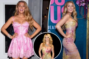 Blake Lively trades Britney Spears’ Versace gown for pink corseted mini at ‘It Ends With Us’ afterparty