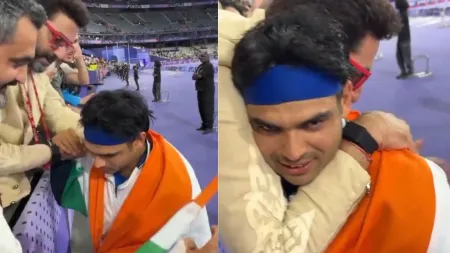 Abhishek Bachchan hugs Neeraj Chopra after his silver medal win at Paris Olympics, netizens laud actor’s gesture