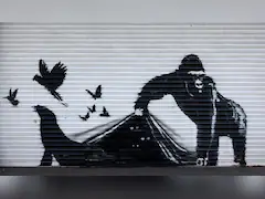 Street Artist Banksy Unveils 9th Animal Theme Mural Outside London Zoo