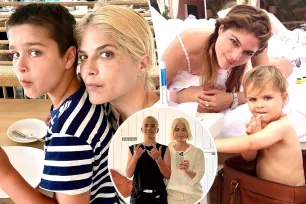 Selma Blair’s son Arthur, 13, matches his mom with new bleached-blond buzzcut