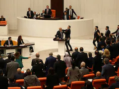 Video: Massive Brawl In Turkish Parliament, Blood On Floor As MPs Fight