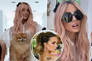 Kate Beckinsale debuts pastel pink hair at ‘Pomeranian bonanza’ party