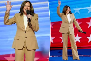 Kamala Harris’ tan Chloé suit for 2024 DNC included nod to viral coconut speech