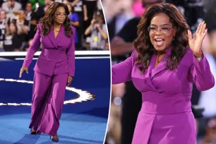 Oprah Winfrey packs a punch at the DNC in a purple suit filled with hidden meaning