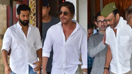 Shah Rukh Khan, Aamir Khan, Vicky Kaushal, Jackie Shroff attend veteran photographer Pradeep Bandekar’s prayer meet. Watch