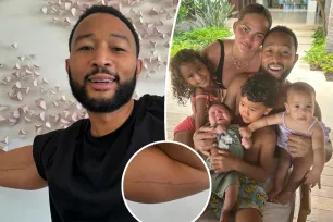 John Legend updates ‘heart monitor’ tattoo to include kids Esti and Wren with sweet surprise for Chrissy Teigen