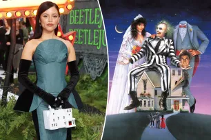 Jenna Ortega carries the ‘Beetlejuice’ house as a purse at the sequel’s London premiere